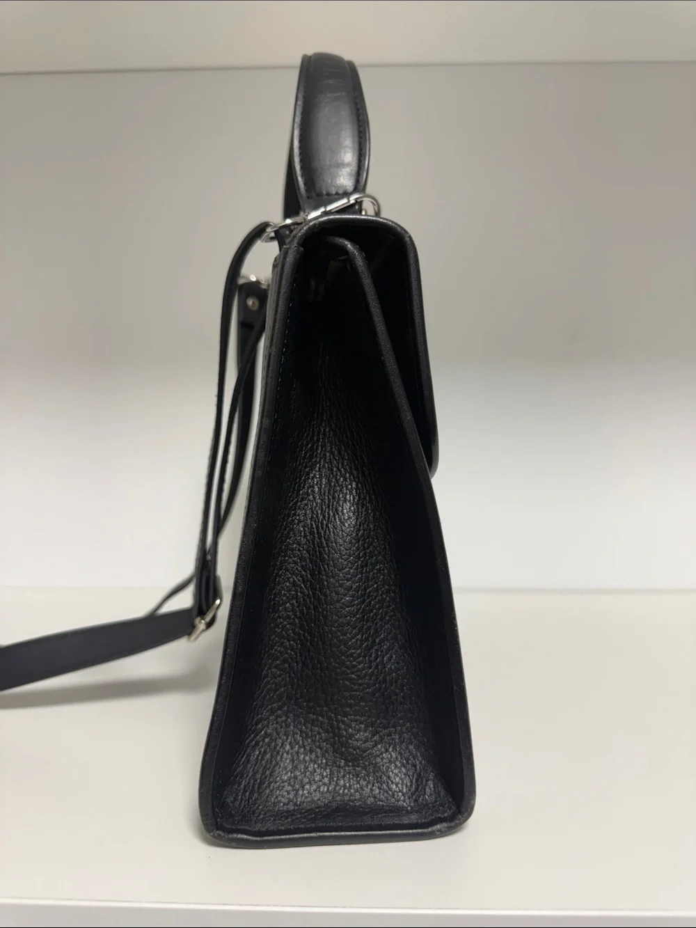 Burberry Black Pebbled Leather Top-Handle Satchel